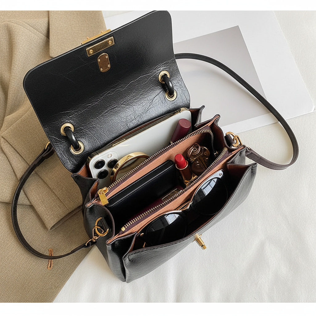 Contenu sac noir organisé